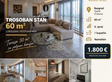 Trosoban stan, Beograd - Čubura | Izdavanje · 60m² · 1.800€