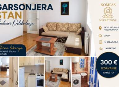 Jednosoban stan, Novi Sad · 27m² · 300€ | SveNekretnine
