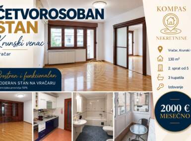 Cetvorosoban stan, Krunski venac · 130m² · 2.000€ | SveNekretnine