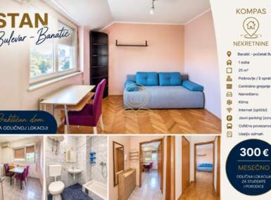 Jednosoban stan, Novi Sad · 25m² · 300€ | SveNekretnine