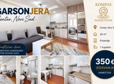Garsonjera, Novi Sad · 26m² · 350€ | SveNekretnine