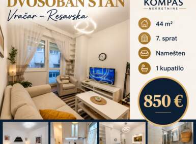 Dvosoban stan, Resavska · 44m² · 850€ | SveNekretnine