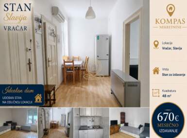 Dvosoban stan, Slavija · 48m² · 670€ | SveNekretnine