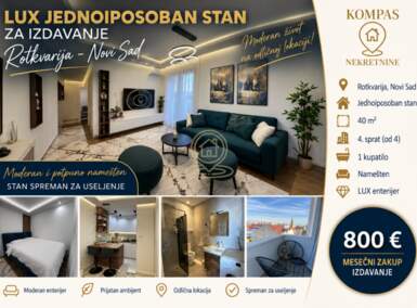 Jednoiposoban stan, Novi Sad · 40m² · 800€ | SveNekretnine