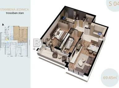 Trosoban stan, Pantelej(Niš) · 69m² · 155.846€ | SveNekretnine