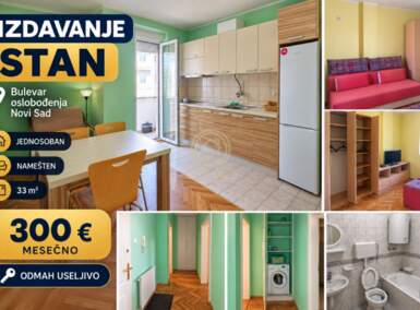 Jednosoban stan, Novi Sad · 33m² · 300€ | SveNekretnine