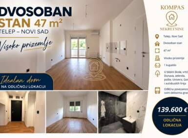 Dvosoban stan, Novi Sad · 47m² · 139.000€ | SveNekretnine