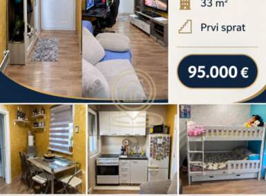 Jednosoban stan, Staro groblje · 33m² · 95.000€ | SveNekretnine