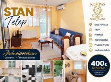Jednoiposoban stan, Novi Sad · 44m² · 400€ | SveNekretnine