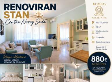 Dvosoban stan, Novi Sad · 40m² · 880€ | SveNekretnine