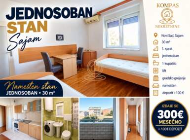 Jednoiposoban stan, Novi Sad · 30m² · 300€ | SveNekretnine