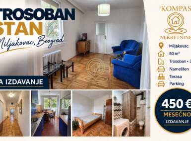 Trosoban stan, Miljakovac · 50m² · 450€ | SveNekretnine