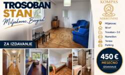 Trosoban stan, Miljakovac · 50m² · 450€ | SveNekretnine