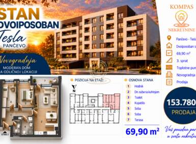 Dvoiposoban stan, Pančevo · 69m² · 153.780€ | SveNekretnine