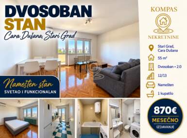 Dvosoban stan, Cara Dušana · 55m² · 870€ | SveNekretnine