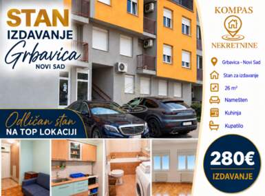 Garsonjera, Novi Sad · 26m² · 280€ | SveNekretnine