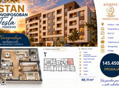 Dvoiposoban stan, Pančevo · 66m² · 145.450€ | SveNekretnine