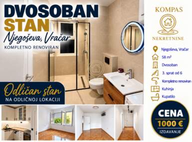 Dvosoban stan, Beograd · 58m² · 1.000€ | SveNekretnine
