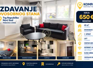 Dvosoban stan, Novi Sad · 45m² · 650€ | SveNekretnine