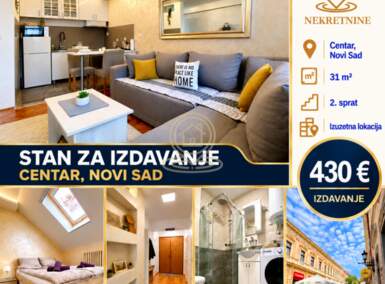 Garsonjera, Novi Sad · 31m² · 430€ | SveNekretnine