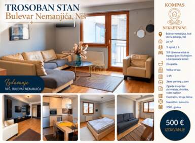 Trosoban stan, Bulevar Nemanjica · 70m² · 500€ | SveNekretnine