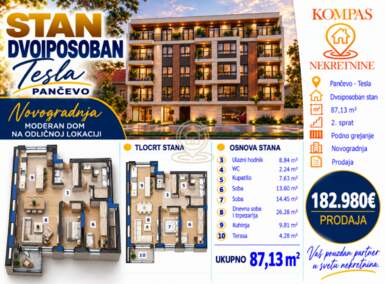 Dvoiposoban stan, Pančevo · 87m² · 182.980€ | SveNekretnine