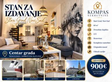 Dvosoban stan, Novi Sad · 60m² · 900€ | SveNekretnine