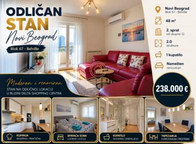 Dvosoban stan, Beograd · 48m² · 238.000€ | SveNekretnine