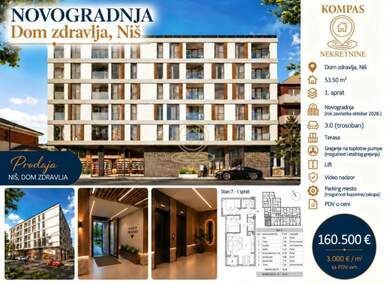 Dvosoban stan, Dom zdravlja · 54m² · 160.500€ | SveNekretnine