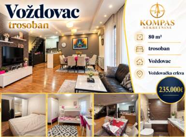 Trosoban stan, Voždovačka crkva · 80m² · 235€ | SveNekretnine