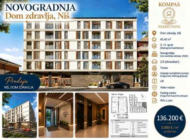 Jednoiposoban stan, Niš · 45m² · 136.200€ | SveNekretnine
