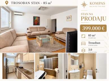 Trosoban stan, Blok 29 · 85m² · 399.000€ | SveNekretnine