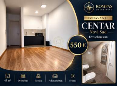 Dvosoban stan, Novi Sad · 45m² · 550€ | SveNekretnine
